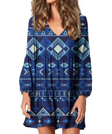Navy Pattern Native Swing Dress