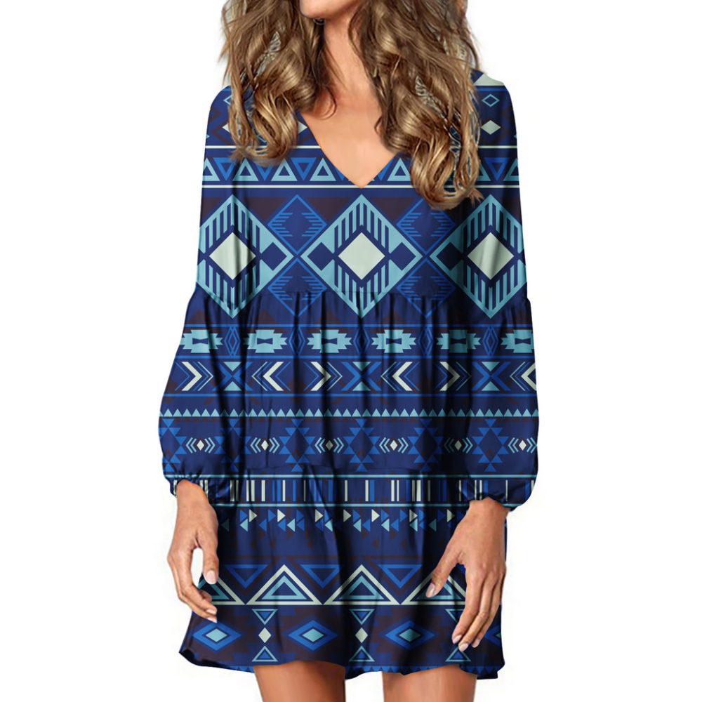 Navy Pattern Native Swing Dress