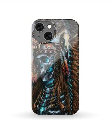 Skull Chief With Wolf Headdress Phone Case