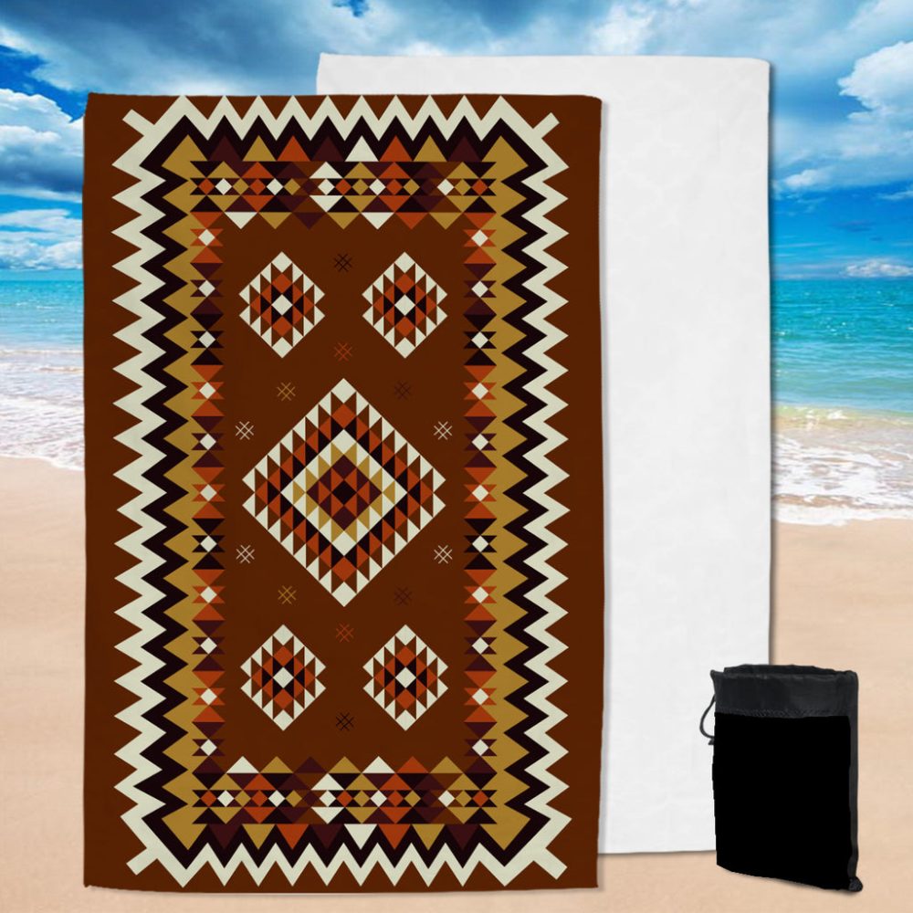 Ethnic Geometric Brown Pattern Pool Beach Towel