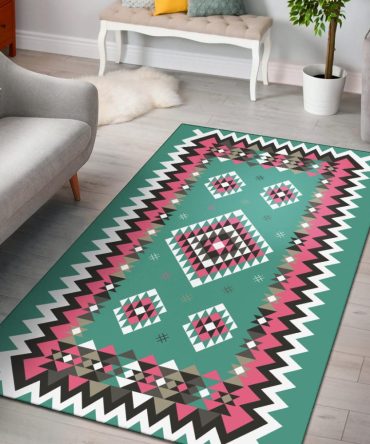 Ethnic Geometric Pink Pattern Area Rug