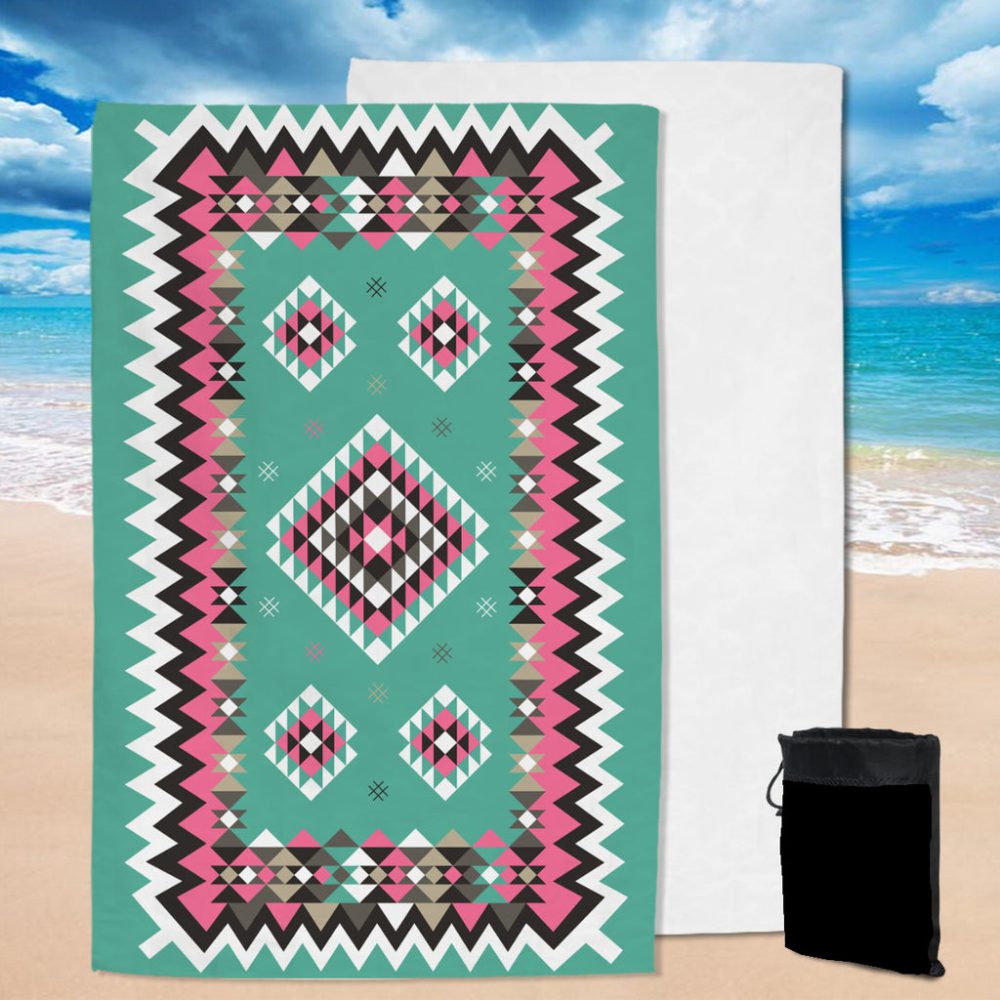 Ethnic Geometric Pink Pattern Pool Beach Towel