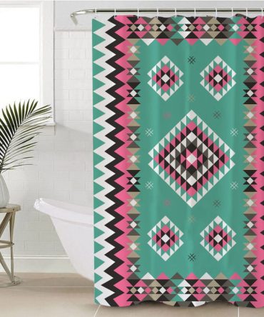 Ethnic Geometric Pink Pattern Shower Curtain