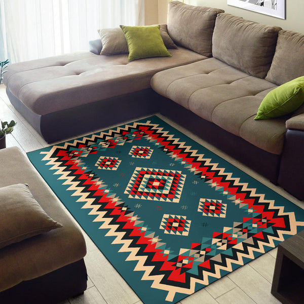 Ethnic Geometric Red Pattern Area Rug - Image 3