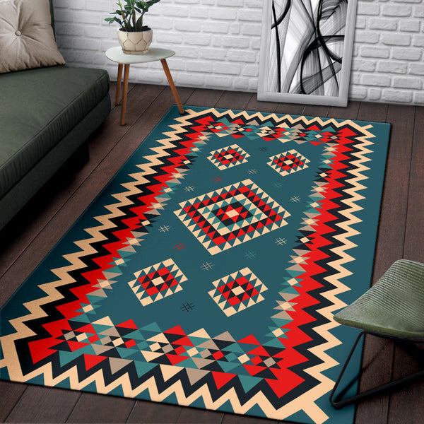 Ethnic Geometric Red Pattern Area Rug - Image 4