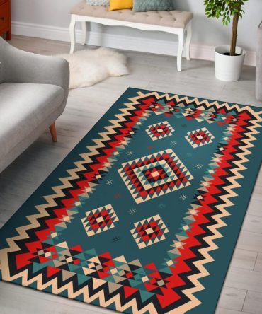Ethnic Geometric Red Pattern Area Rug