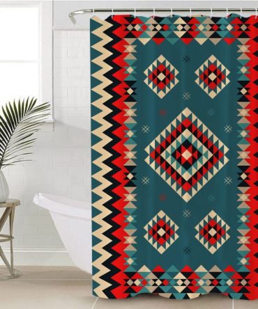 Ethnic Geometric Red Pattern Shower Curtain
