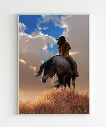 Native American Indian Chief Riding Horse Canvas