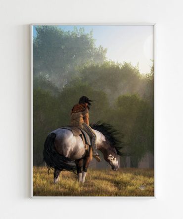 Indian Chief Riding Horse Canvas