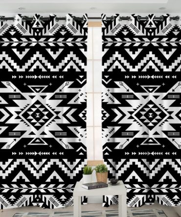 Black Pattern Native Living Room Curtain