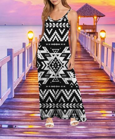 Black Pattern Native Maxi Dress