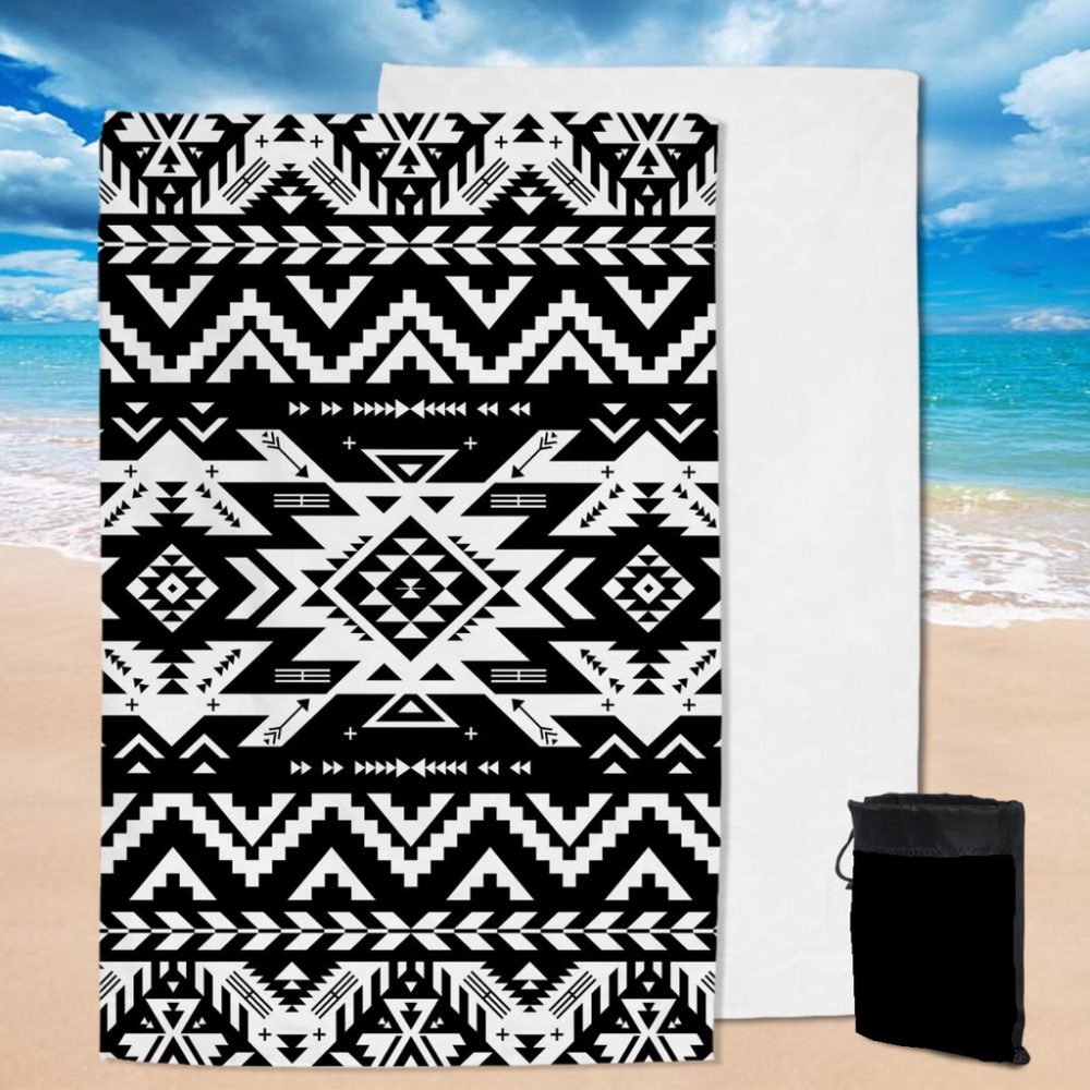 Black Pattern Native Pool Beach Towel
