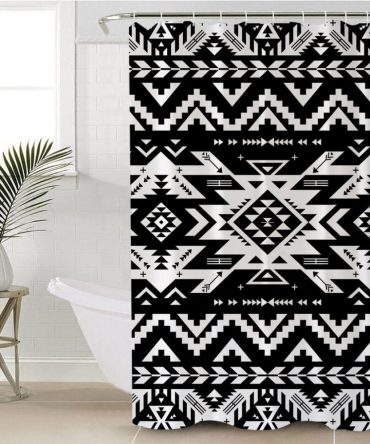Black Pattern Native Shower Curtain