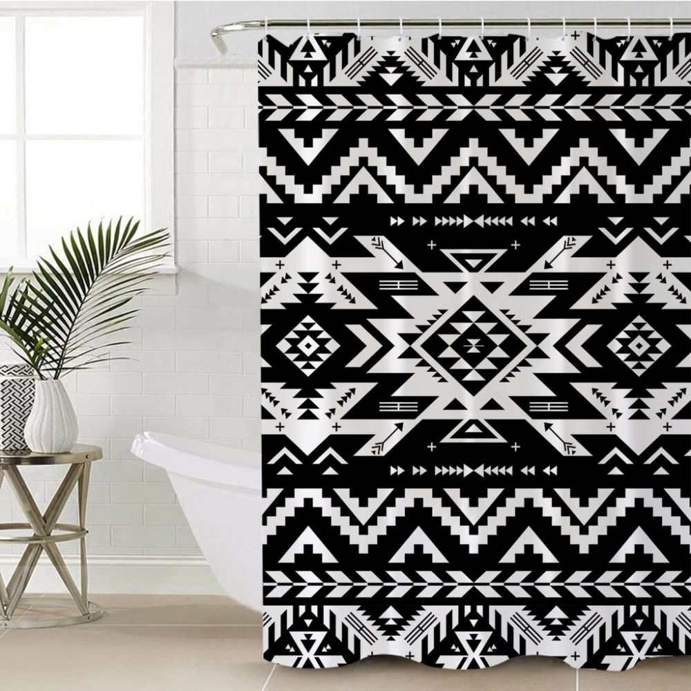 Black Pattern Native Shower Curtain