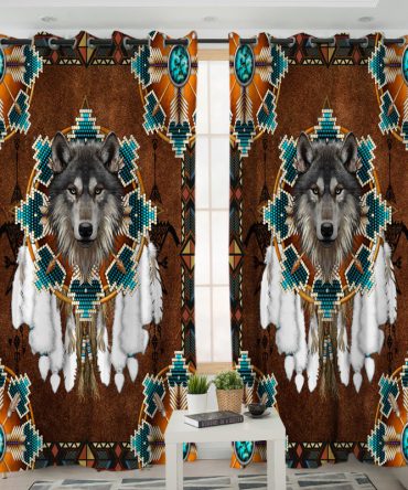 Blue Mandala Feather Living Room Curtain