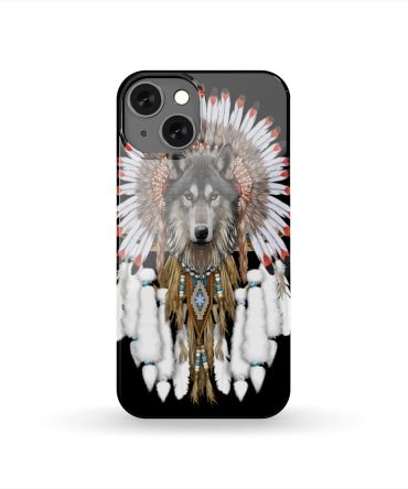 Wolf With Feather Headdress Phone Case