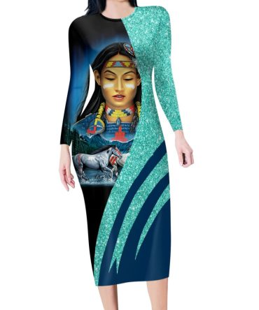 Native Girl & Running Horses Body Dress