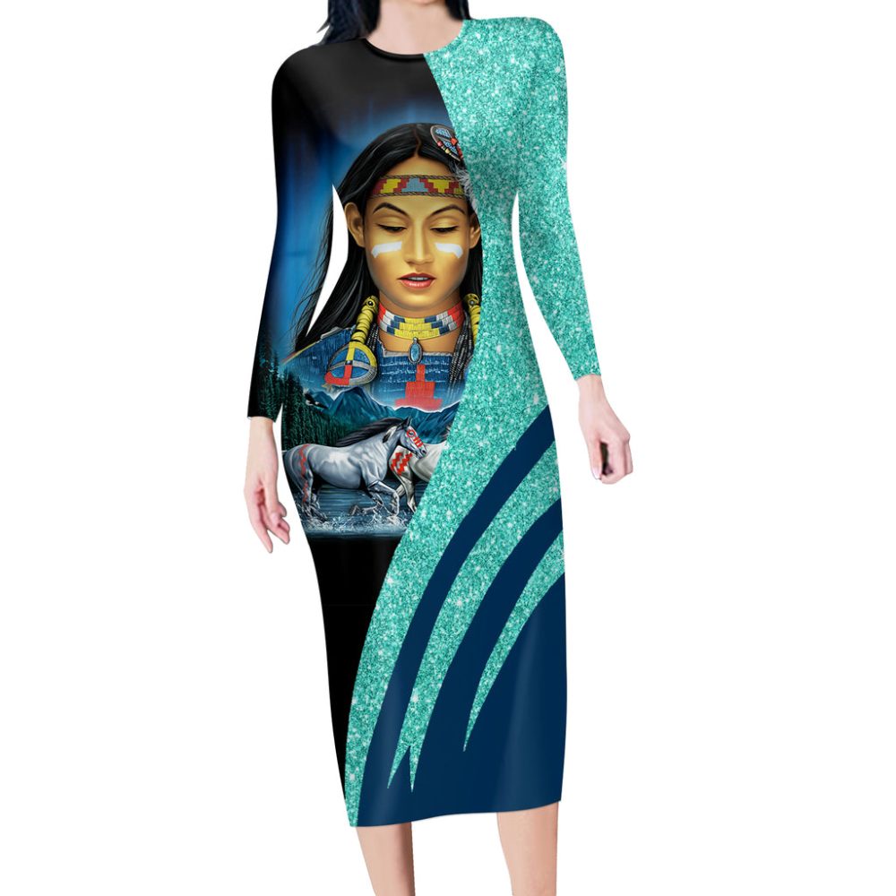Native Girl & Running Horses Body Dress