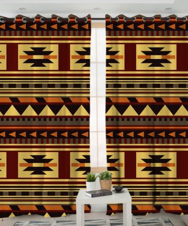 Brown Ethnic Pattern Native Living Room Curtain