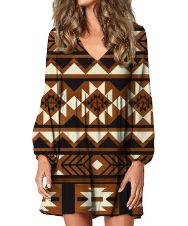 Brown Pattern Native Swing Dress