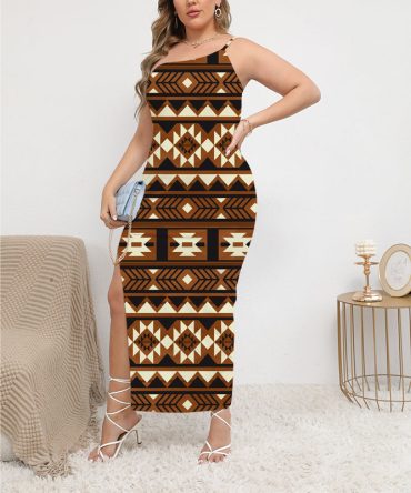Pattern Native Oblique-Shoulder Exposure Dress With Side Split