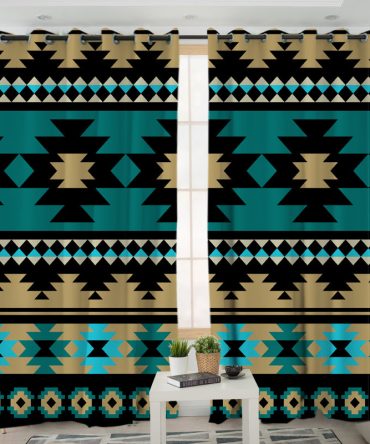 Green Ethnic Aztec Pattern Living Room Curtain