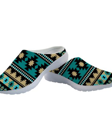 Green Ethnic Aztec Pattern Mesh Slippers