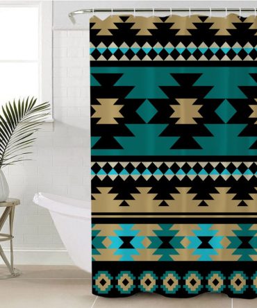 Green Ethnic Aztec Pattern Shower Curtain