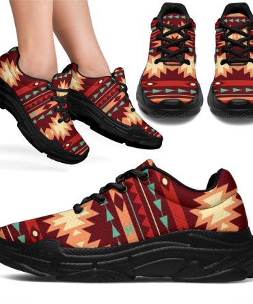 Red Ethnic Pattern Chunky Sneakers