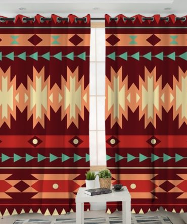 Red Ethnic Pattern Living Room Curtain
