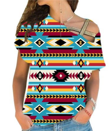 Blue & Red Cross Shoulder Shirt