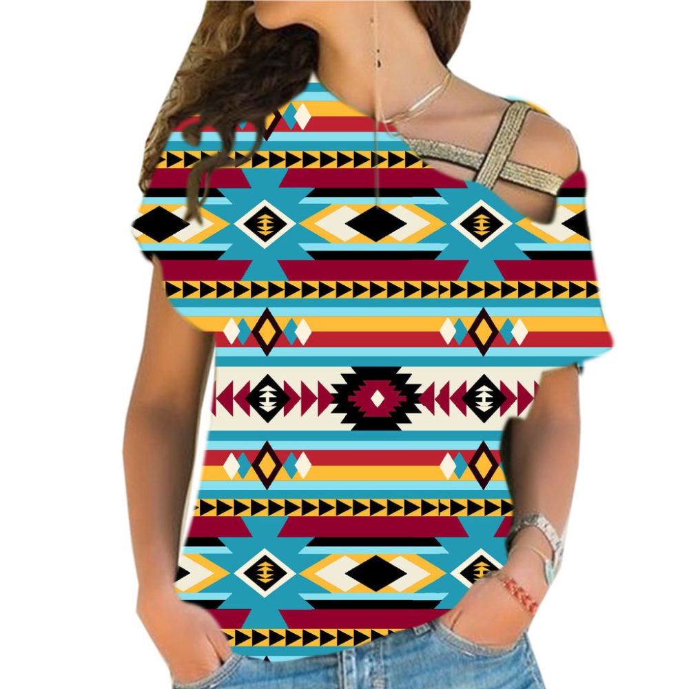 Blue & Red Cross Shoulder Shirt