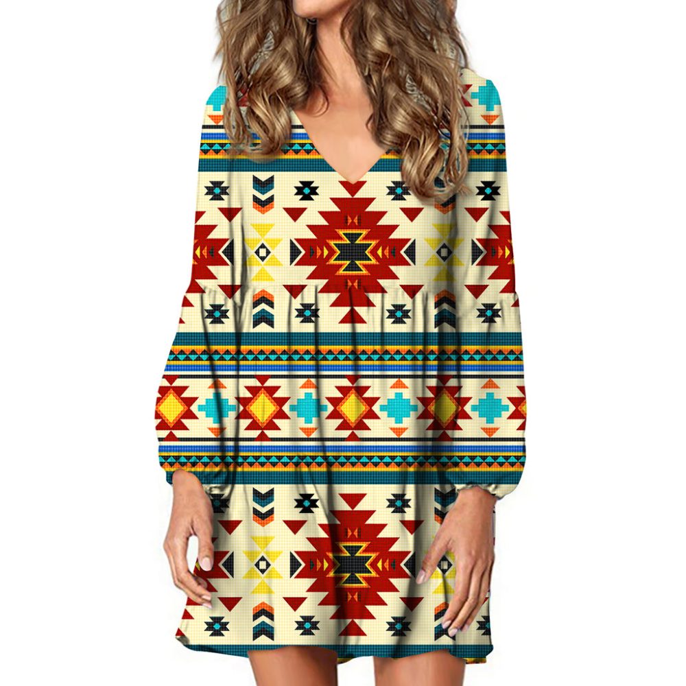 Full Color Southwest Pattern Swing Dress
