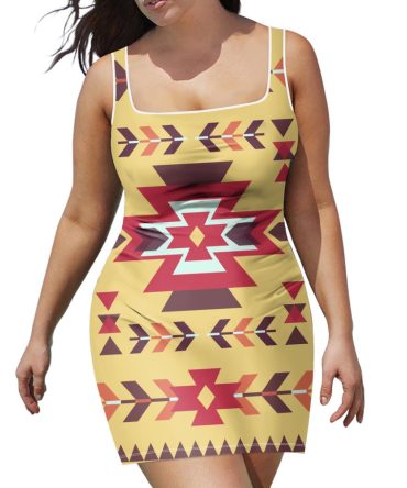 Vector Tribal Native Neckline Dress