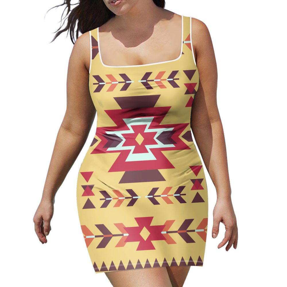 Vector Tribal Native Neckline Dress