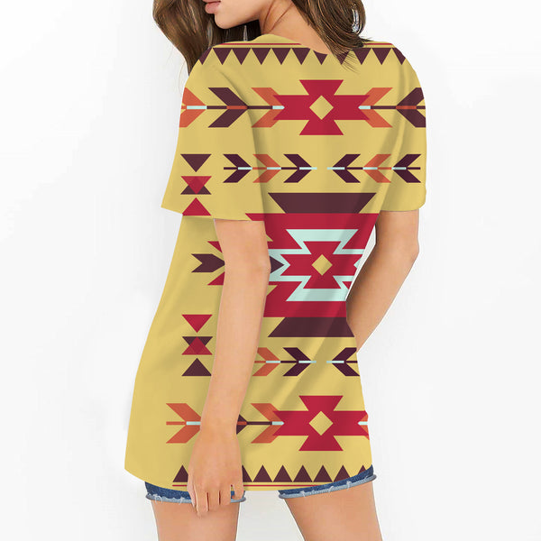 Vector Tribal Native Round Neck Hollow Out Tshirt - Image 3