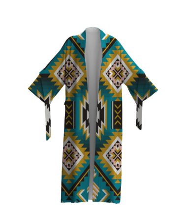 Turquoise Geometric Pattern Night Robe