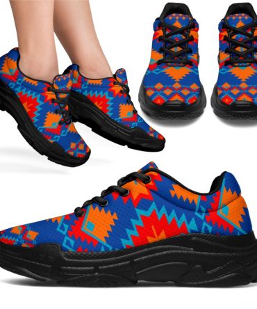 Red & Yellow Geometric Chunky Sneakers