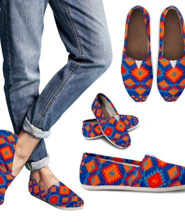 Red & Yellow Geometric Pattern Design Women's Casual Shoes
