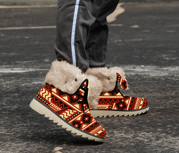 Seamless Ethnic Pattern Faux Fur Leather Boots - Image 3