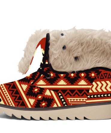 Seamless Ethnic Pattern Faux Fur Leather Boots