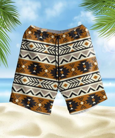 Brown Seamless Pattern Hawaiian Shorts