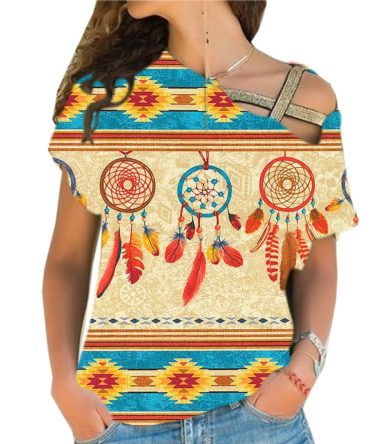 Feather Dream Catchers Cross Shoulder Shirt