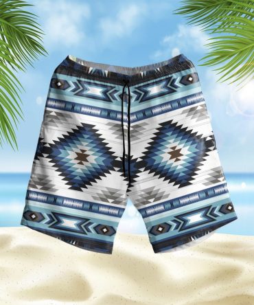 Blue Colors Pattern Hawaiian Shorts
