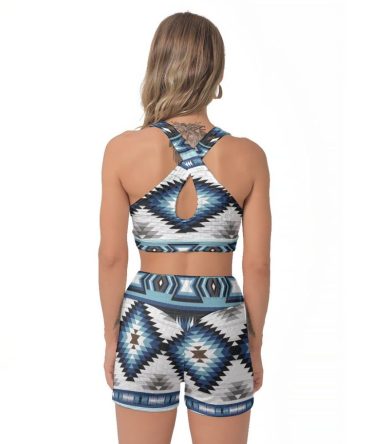 Blue Colors Pattern Women's Sports Bra Suit
