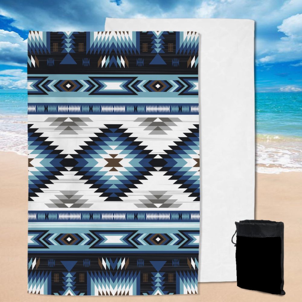 Blue Colors Tribal Pattern Native Pool Beach Towel