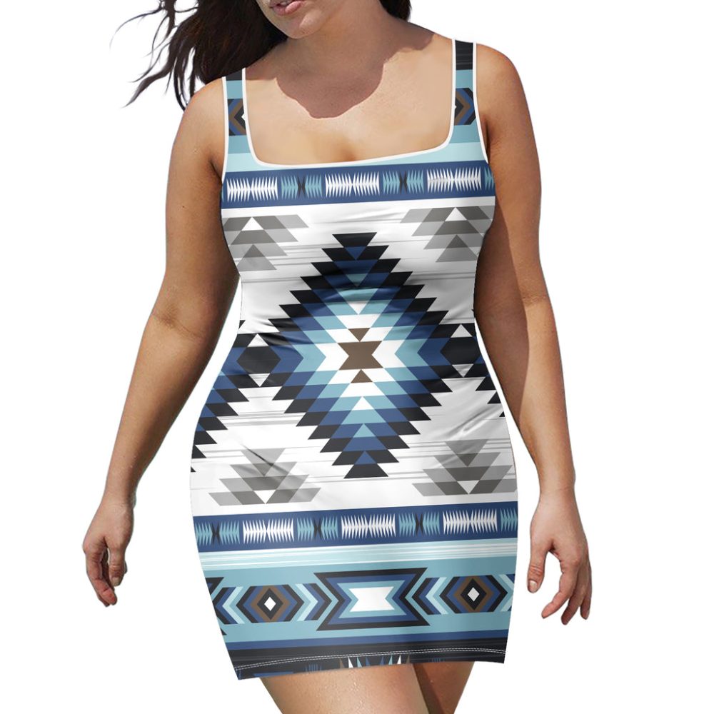Ornamental Pattern Native Neckline Dress