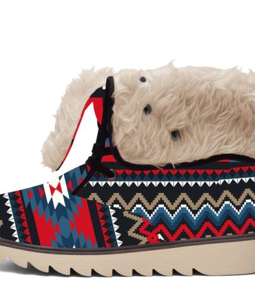 Ornamental Pattern Faux Fur Leather Boots