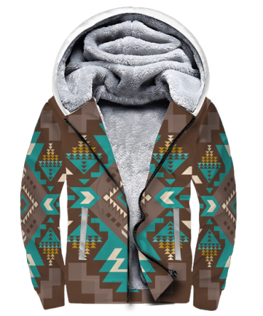 Blue Pattern Brown 3D Fleece Hoodie