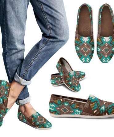 Blue Pattern Brown Casual Shoes